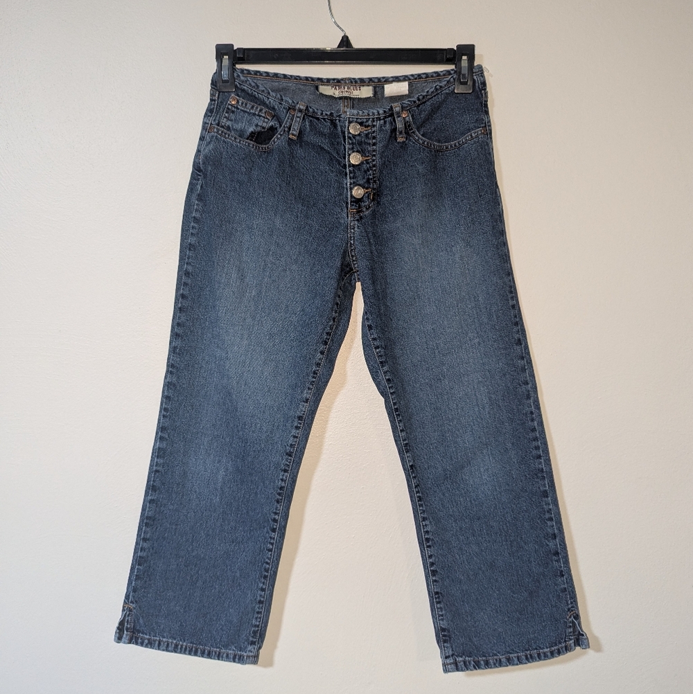 9 Paris Blues Y2K Vintage Button Fly Low Rise Crop Jeans
